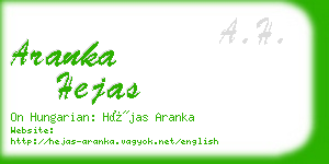 aranka hejas business card